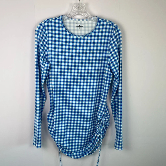 Draper James x Lands' End Collab Checkerboard Bathing Suit Coverup Shirt Sz Sm - Picture 3 of 8